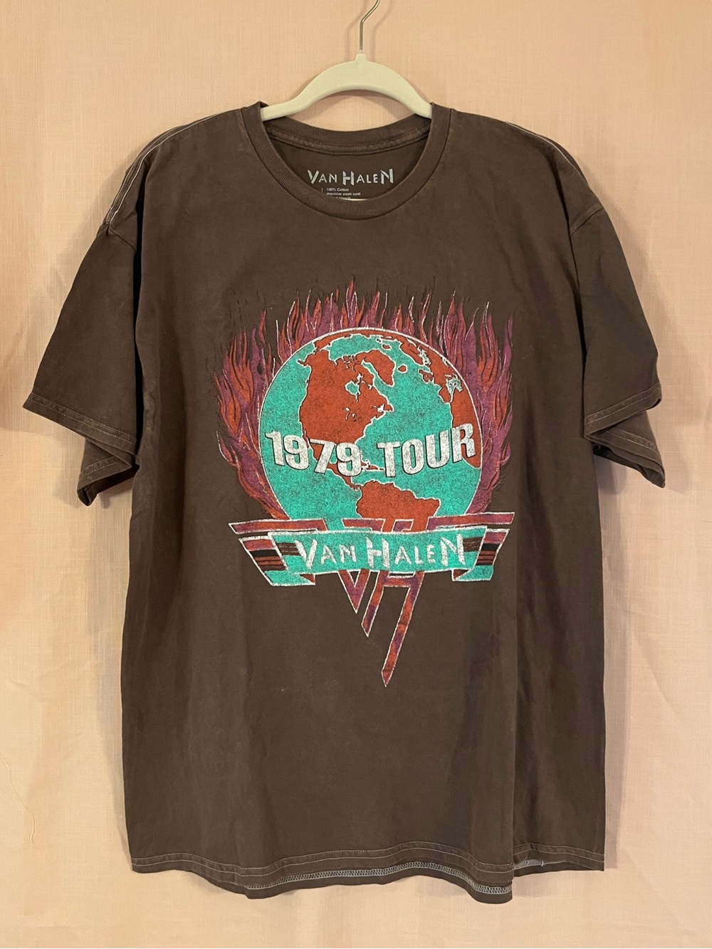 Van Halen 1979 Tour Stone Washed Brown Graphic Band Tee - NWOT